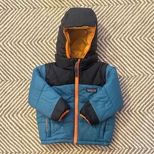 Patagonia Youth Teal and Navy Hooded Jacket